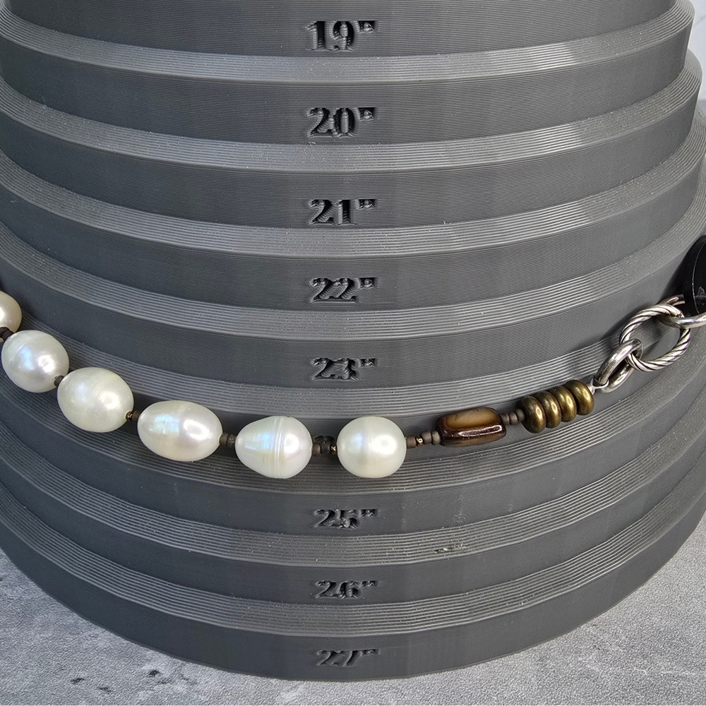 Silpada Retired Mixed Media Necklace Freshwater Pearl Shell Bronze 24 Inch - Picture 9 of 9
